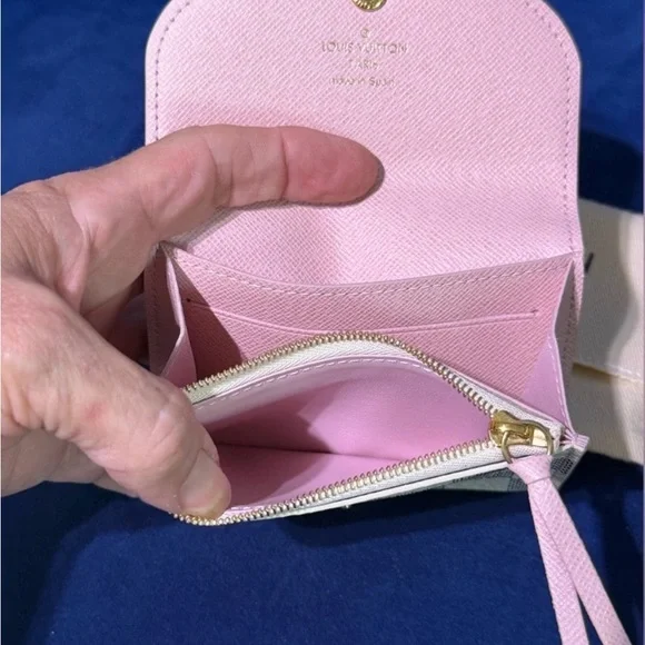 Louis Vuitton Rosalie Coin Purse Damier Azur in Rose Ballerine Pink - Picture 5 of 10